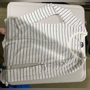 White and Black Striped Long Sleeve Shirt